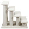 Beige 4-step cat stairs with soft fleece covering, designed for easy climbing and scratching for indoor cats.
