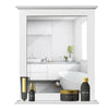 Wall-mounted white vanity mirror with shelf, high-definition glass, elegant design, perfect for bathroom or hallway use.
