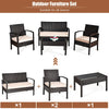 Two single sofas from the 4 Pieces Patio Rattan Conversation Set, featuring breathable cushions and stylish design for.