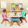 Kids engaging with the activity table and chairs in coffee color, perfect for arts, crafts, and interactive playtime.