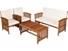 Coffee table from the 4 Pieces Patio Solid Wood Furniture Set in acacia wood, perfect for drinks and snacks outdoors.