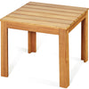 Square wooden patio coffee bistro table made of acacia wood, waterproof varnish, perfect for outdoor or indoor use.