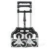 Portable folding stair climbing hand truck with high-quality wheels and adjustable handle for easy transport of luggage.