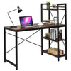 Compact 47.5-inch writing desk with 4-tier shelves, adjustable legs, and sturdy X-shape frame for home or office use.