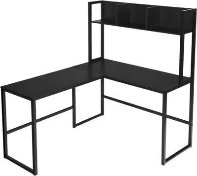 Costway Reversible L-Shaped Corner Desk w/ Storage Bookshelf 84750192 New