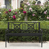 Patio garden bench with powder coated steel frame, featuring a classic design, ideal for backyard or poolside use.