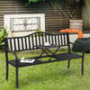 Patio garden bench with ergonomic design and non-slip pads, featuring an adjustable center table for outdoor comfort.