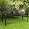 Heavy-duty 50-inch metal garden bench with modern backrest, perfect for outdoor spaces like gardens and patios.