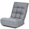 Adjustable gray floor chair with four positions, ergonomic design for gaming, TV watching, or reading.