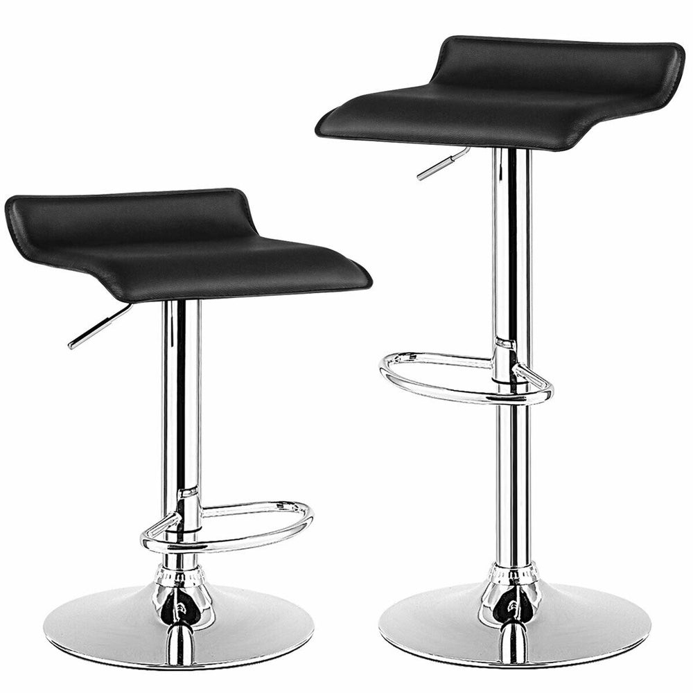 Single adjustable black PU leather backless bar stool with chrome base, featuring a sleek design and comfortable seat.