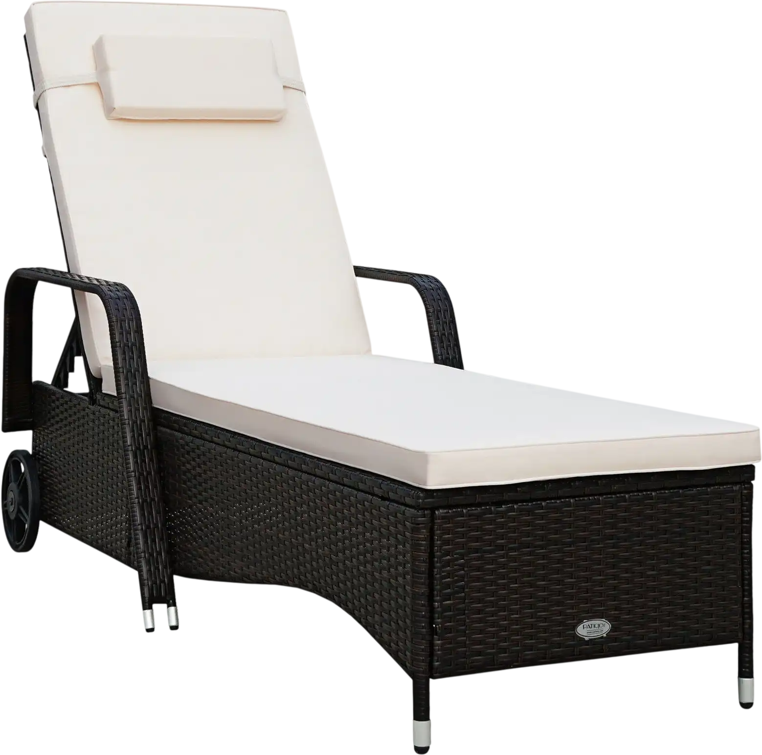Costway Patio Wicker Chaise Lounge Chair Reclining w/ Wheels Cushions 56184703 New