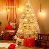 6 feet hinged unlit artificial silver tinsel Christmas tree with gifts, perfect for indoor holiday decoration.