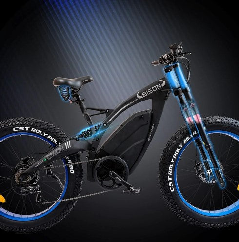 Ecotric Bison E-Bike 48V 17.5AH 1000W 25 MPH Big Fat Tire Blue NS-SON26LCD-BL New