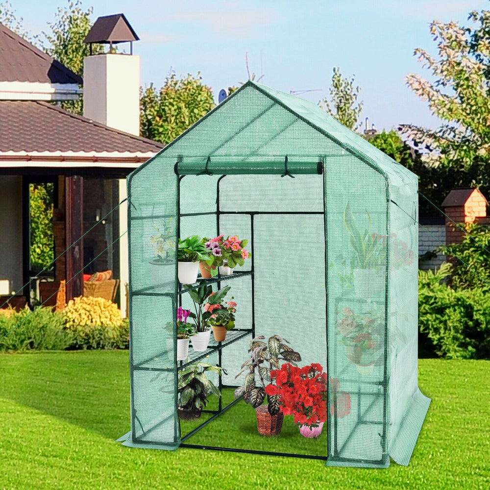 Walk-in Greenhouse 56 x 56 x 77 Inch Gardening with Observation Windows-Green - Gallery View 1 of 13