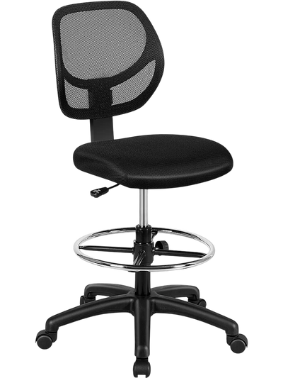 Costway Mid-Back Mesh Drafting Office Chair Adjustable Height 75940132 New