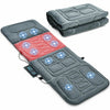 Foldable massage mat featuring 10 vibration motors and heat therapy, ideal for home or office use on various surfaces.