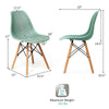Modern green plastic hollow chair set with wood legs, ergonomic design, 331 lbs capacity, ideal for dining rooms.
