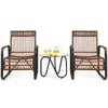 Two single wicker chairs with a glass side table, made of PE rattan, perfect for patio or garden use.