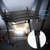 Gaming desk with 3-level height adjustment, carbon fiber texture, and blue LED lights for an ergonomic gaming.