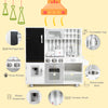 Wooden pretend play kitchen set featuring a refrigerator, stove, sink, and water dispenser for realistic cooking fun.