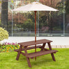 Outdoor 4-Seat Kid's Picnic Table Bench with Umbrella - Gallery View 1 of 13