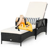 PE rattan chaise lounge chair featuring an adjustable backrest and thick cushion, ideal for comfortable sunbathing on.