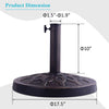 Heavy-duty 30lbs patio umbrella base with decorative bronze finish, measuring 18 inches in diameter for secure support.