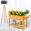 Elevated planter box kit in fir wood with 8 grids, featuring a folding tabletop, ideal for patio or balcony gardening.