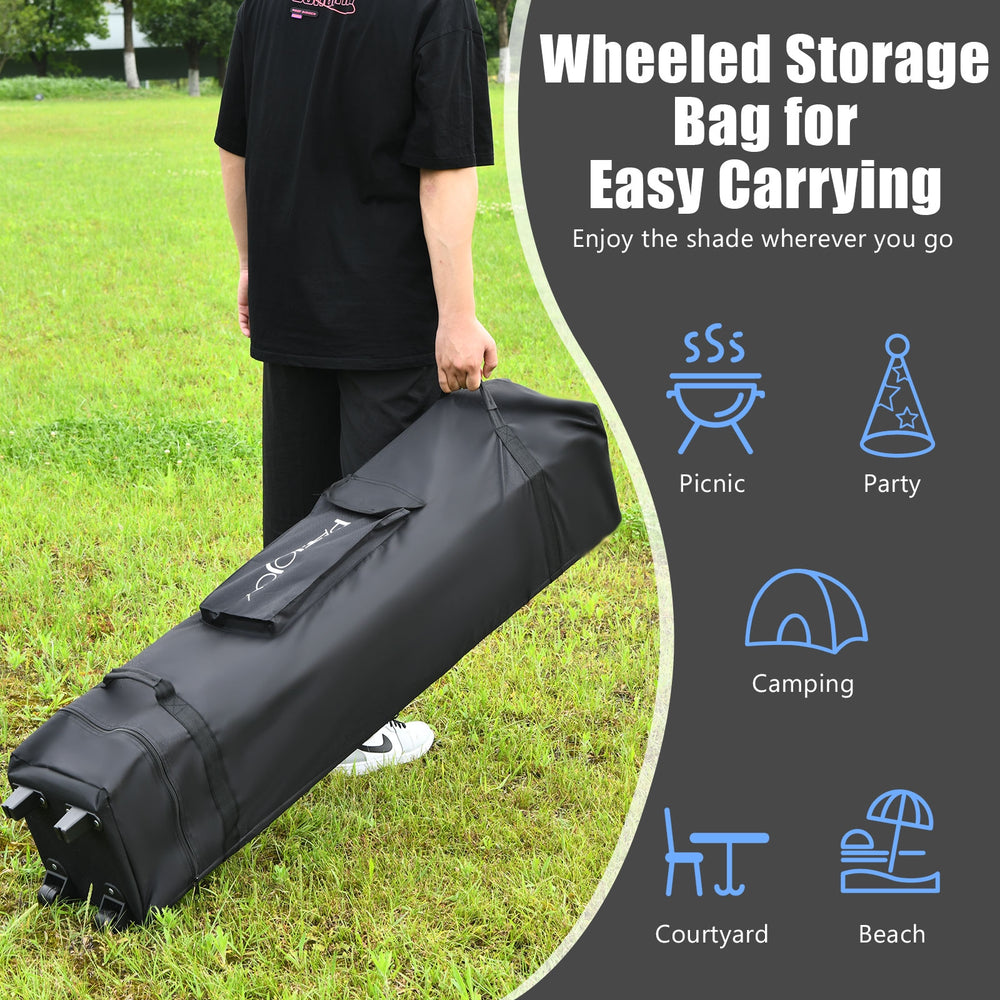 Wheeled storage bag for 13x13 feet pop-up canopy tent, made of durable oxford fabric, ideal for outdoor events.