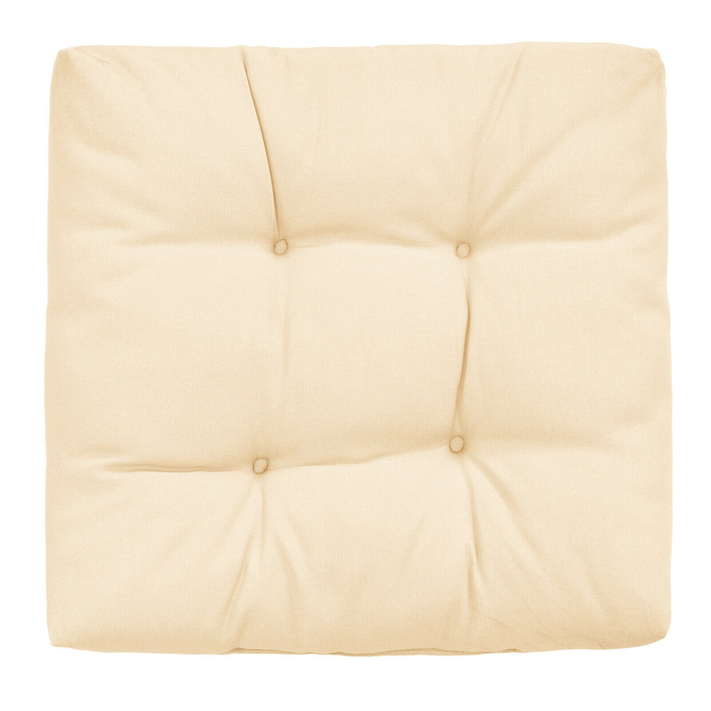 Beige 21x21 inch patio chair seat cushion with 4-inch resilience cotton, ideal for indoor and outdoor use.