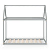 Gray kids platform floor bed with roof, featuring a firm joint structure for enhanced stability and easy assembly.