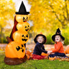 7-foot Halloween inflatable pumpkin combo with witch's hat and LED lights, featuring unique pumpkin expressions for.