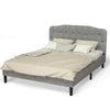 Queen upholstered headboard in light gray with adjustable heights, featuring button detailing and a soft sponge for.