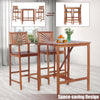 3-piece acacia wood patio bar set with sunflower patterned backrest, featuring a space-saving design for indoor or.
