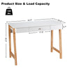 Computer desk with white P2MDF top and rubberwood legs, featuring a large drawer for versatile storage and use.