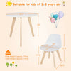 Kids activity play table and 2 chairs set with beech legs, white cushion, perfect for safe and comfortable playtime.