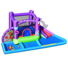 Inflatable water slide park with splash pool, trampoline, and octopus design for backyard fun with friends.