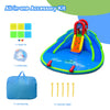 Inflatable waterslide bounce house featuring two slides, climbing wall, and splash pool, made of durable PVC-coated.