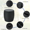 Black 9.5-gallon patio rattan cool bar with lid, handles, and drainage plug, ideal for outdoor gatherings and storage.