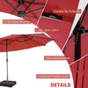 Close-up of the 15 Feet Twin Patio Umbrella's durable rib structure and LED lights, perfect for outdoor gatherings.
