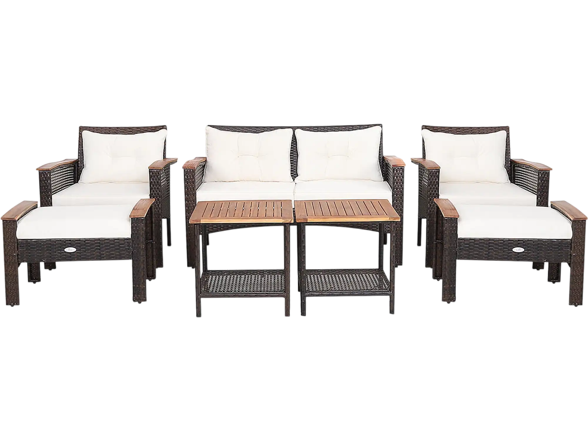 Costway 7-Pc Patio Rattan Cushioned Conversation Set 02931568 New