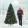 7.5 feet pre-lit artificial spruce Christmas tree with multicolor lights, featuring a festive design and easy assembly.