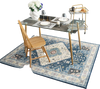 Faux wool fabric area rug with intricate pattern, ideal for dining room or living room, offering comfort and easy.