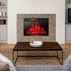 28-inch electric fireplace with realistic flame effects, remote control, and adjustable heat settings for cozy indoor.
