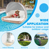 Inflatable pool float lounge with detachable sunshade, cup holders, and ergonomic design for outdoor relaxation.