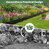 Garden edging borders in black, featuring an interlocking design for flower beds and customizable landscape shapes.