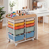 10-Drawer Rolling Cart with Wooden Tabletop and Lockable Wheels for Office-Macaron - Gallery View 1 of 10