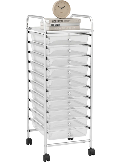 Costway 10-Drawer Rolling Storage Cart Organizer w/ 4 Universal Casters 18429736 New