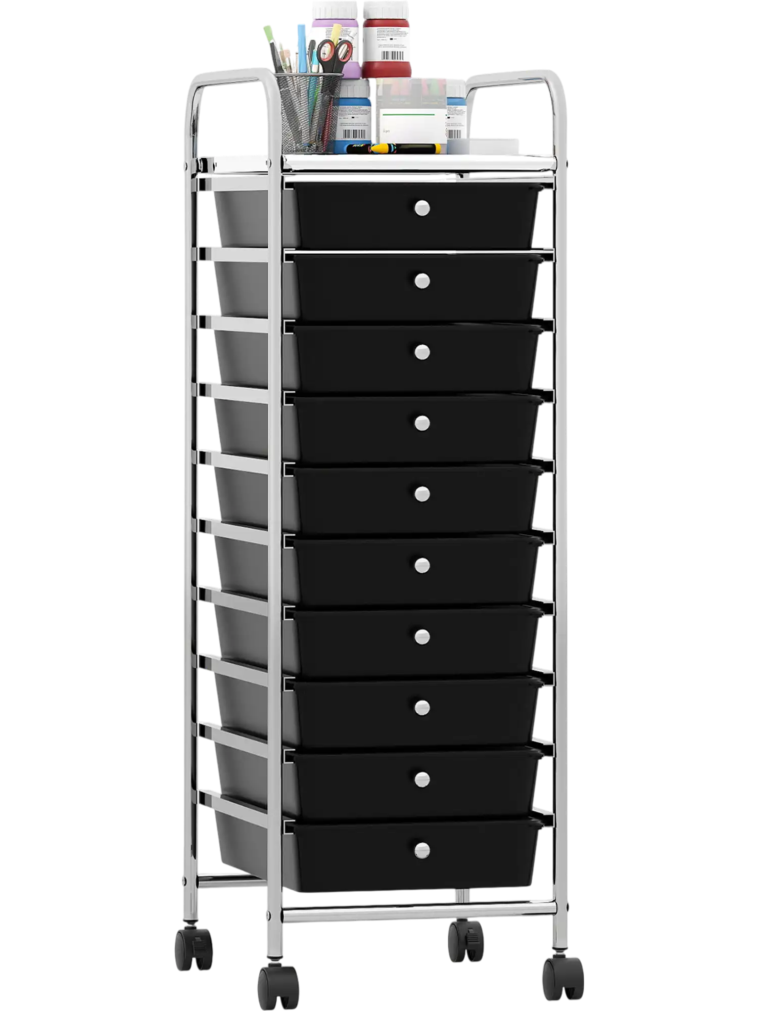 Costway 10-Drawer Rolling Storage Cart Metal Frame Lockable Wheels 26699058 New