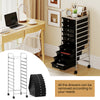 10-drawer rolling storage cart with a chrome-plated metal frame and lockable wheels, ideal for home or classroom.